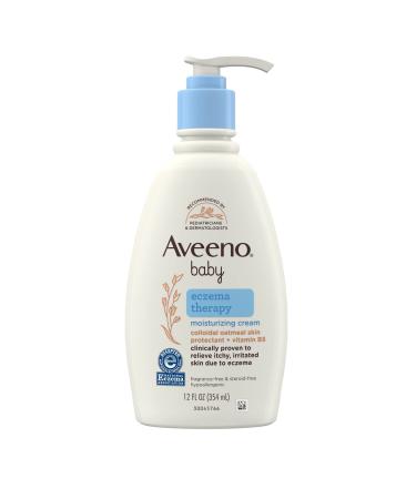 Aveeno Baby Eczema Therapy Moisturizing Cream, Natural Colloidal Oatmeal & Vitamin B5, Baby Eczema Cream for Dry, Itchy, Irritated Skin Due to Eczema, Paraben- & Steroid-Free, 12 fl. oz