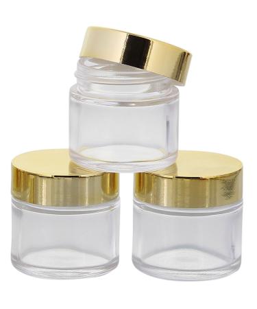 Clear glass jar with plastic lid 30 ml empty jar Kosmetex glass jar 3 gold