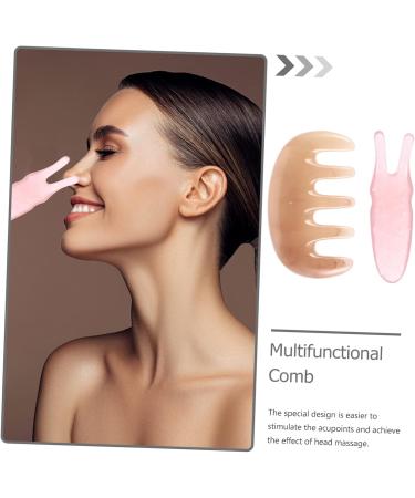 3-Piece Schabbret Multitools Massage Set - Jade Gua Sha Reflex Zone Hand & Foot Massager Pink Care Beeswax Hairbrush - Buy Online on GoSupps.com
