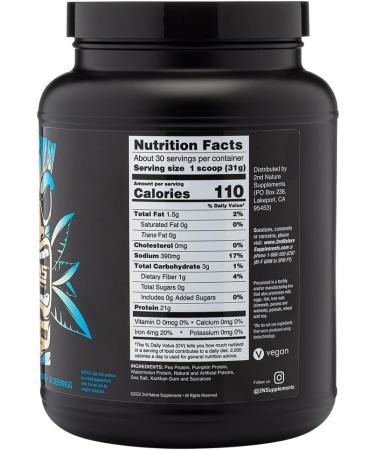 2nd Nature Plant-Based Protein Vanilla - 30 Servings 21G Vegan Protein EAAs for Muscle Growth & Recovery - No Sugar Soy Gluten or GMOs - Buy Online on GoSupps.com