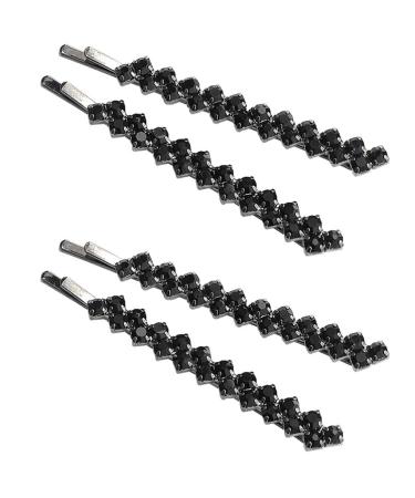 FRCOLOR 2 Pairs Crystal Hair Pins Sparkle Rhinestone Hair Bobby Pins Stylish Decorative Hair Clip for Women (Black) - Buy Online on GoSupps.com