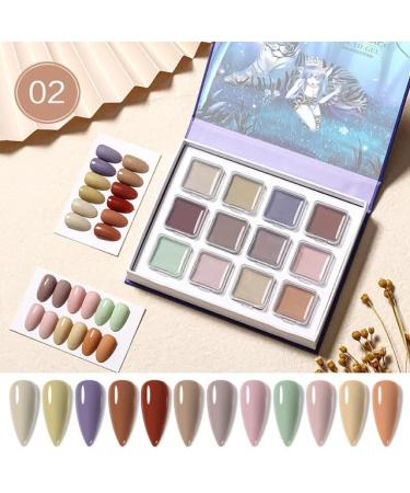 Summer Macaron Solid Cream Gel Nail Polish Palette for Nail Art Design Japanese No Flowing Soak Off UV LED Mud Gel Varnish - (Color: 3gx12Color-Set2)