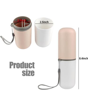Travel Toothbrush Holder Set for Couples - Portable Multifunctional Toothbrush and Toothpaste Case for Camping Business Trips & School - Pink/White - Buy Online on GoSupps.com