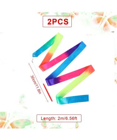KINBOM 2pcs Dance Ribbons - 2m Gymnastics Ribbon Twirling Streamers for Kids - Rainbow Ribbon Dancer Wand Included - Buy Online on GoSupps.com