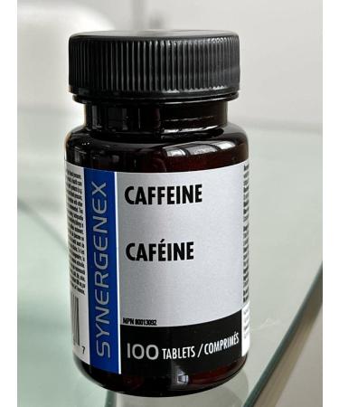 Synergenex Caffeine 200 milligrams 100 Tabs Promotes Alertness & Endurance Enhances Cognitive & Motor Performance Pharmaceutical Grade
