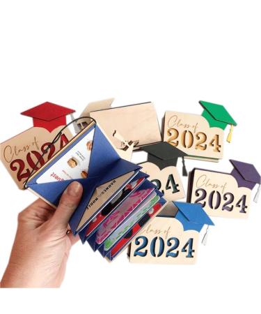 Gift Card Holder for Graduation Gift Card Book 2024 Wooden Graduation Card Box Multi Card Case Grad Card Organizer Case Customized Envelope Card Wallet for Graduates Gifts Souvenir Gift (Green)