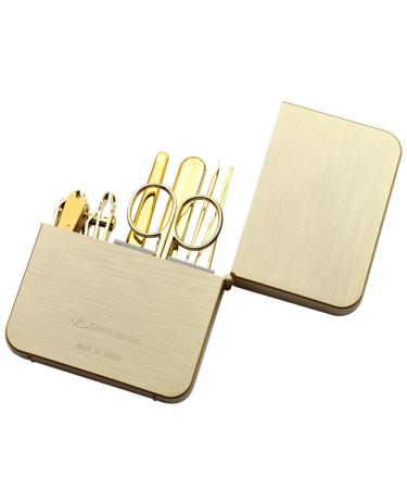 HEXEH Nail clippers set Lighter Style Nail Clippers Trimmers Kit Cuticle Pusher 7 In 1 Pedicure Care Classic Luxury Manicure Tools Manicure Set Gold