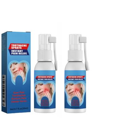 Natural Oral Pain Relief Spray 0.7 fl oz Instant Toothache and Gum Treatment with Peppermint Extract 2-Pack