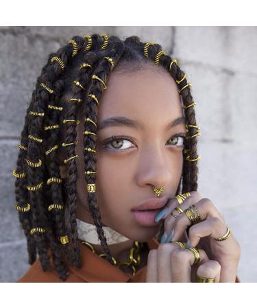 Gold African Deadlock Beads Jewelry Metal Loc Cuff Rings - Pack of 40 | Black Women's Cornrows Braid Hair Jewels - Buy Online on GoSupps.com