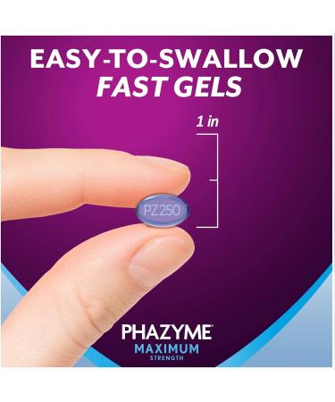 Phazyme Maximum Strength Gas & Bloating Relief - 250 mg Simethicone 36 Fast GELS - Fast & Effective Relief - Buy Online on GoSupps.com