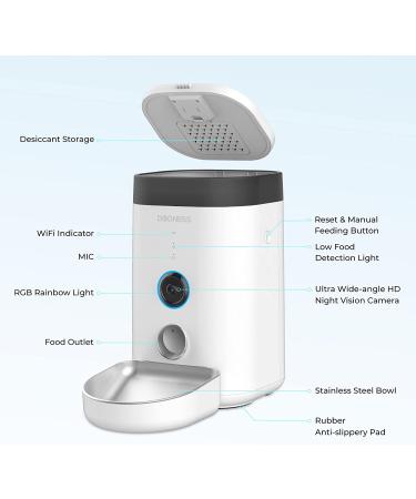 DOGNESS Automatic Cat Feeder with Camera | 1080P HD Video, Night Vision, WiFi | 2-Way Audio, Sensor Alerts | For Cat/Dog - Buy Online on GoSupps.com