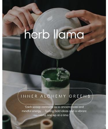 Herb Llama Inner Alchemy Greens Daily Energizing Superfood Matcha Greens Powder with Adaptogens Probiotics & Prebiotics Vegan No Added Sugar Energy Focus Gut Health 28 Servings - Buy Online on GoSupps.com