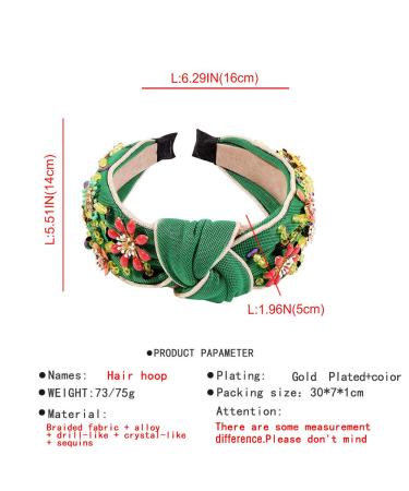 QTMY Rhinestone Crystal Wide Headband Knot Turban - Green | Fashion Hair Accessory for Women & Girls - Buy Online on GoSupps.com