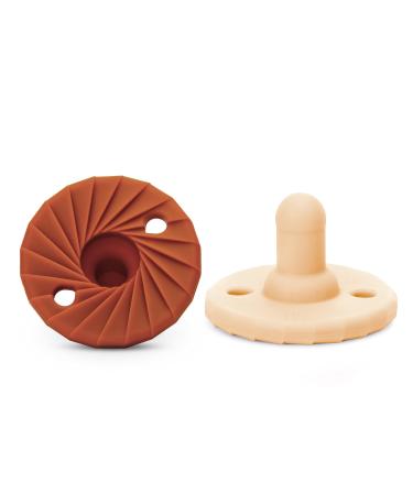 Doddle & Co. Tokyo Pop Pacifier  Natural Shape  100% Silicone (0-3 Months  Spice/Smash Cake) 0-3 Month Spice/Smash Cake