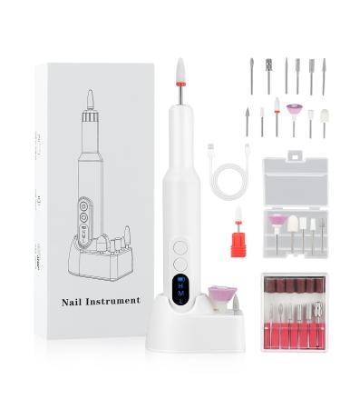 Cordless Nail Drill Electric Nail Files Kit with Dual Charge Ports 3 Speeds Professional Rechargeable Nail File Set Portable Electric Manicure and Pedicure Set for Shaping/Polishing/Removing Callus