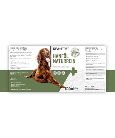 Premium Cold-Pressed Hemp Oil for Dogs & Cats 500ml | Natural Additive-Free BARF Oil - Buy Online on GoSupps.com