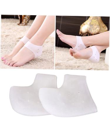 FRCOLOR 6 Pairs Gel Heel Support Gel Heel Socks Gel Heel Sleeves Gel Heel Cushions Feet Cracked Socks Gel Foot Socks Silicone Heel Pads Dry Feet Socks Ankle Support Breathable White - Buy Online on GoSupps.com