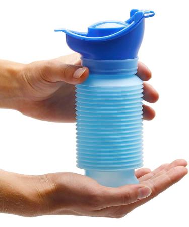 Set of 2 Collapsible Portable Travel Urinals for Men, Women & Kids - Reusable Personal Pee Bottles for Camping, Road Trips - Blue - Buy Online on GoSupps.com