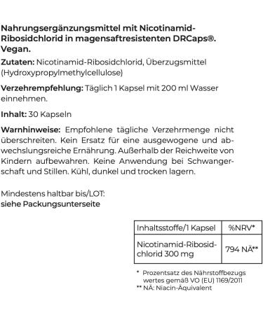 100% Pure NAD+ Nicotinamide Riboside Chloride 300mg - Doctor-Developed 1+ Month Cure - Alternative to NMN - Made in Germany - 30 Capsules - Buy Online on GoSupps.com