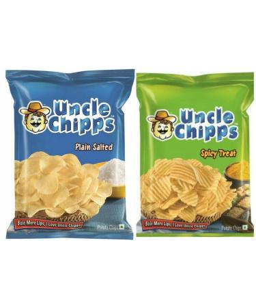 Uncle chipps (Pack Of 4) Perfect for Snacking Delicious Tasty And Twisty Treat Gift Hamper Sold By Kidzbuzz (Uncle chipps Plain Salted Flavour)