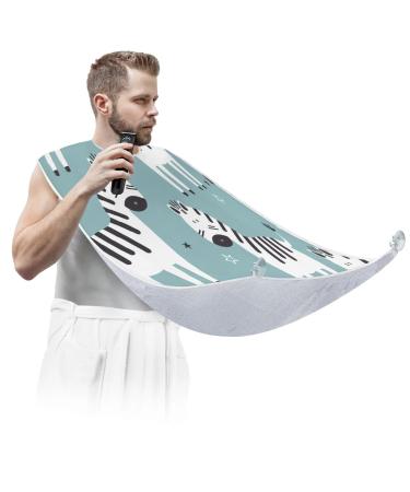 Zebra Star Beard Bib Apron Beard Bib Hair Catcher for Men Shaving and Trimming Non-Stick Waterproof Beard Cape Grooming Cloth with 2 Suction Cups Gifts for Men