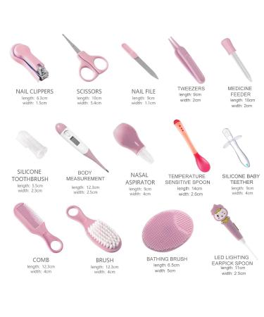 mknzome 14-Piece Baby Care Set for Newborns | Complete Infant Healthcare Kit with Carrying Bag & Nail Care - Pink - Buy Online on GoSupps.com