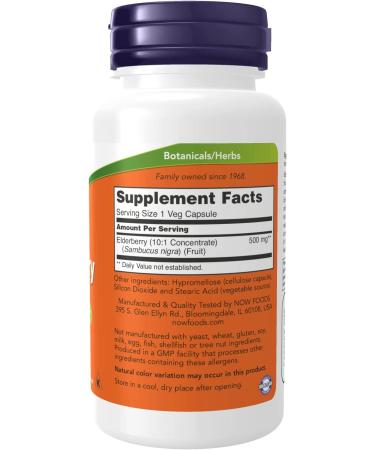 Now Foods Elderberry 500 mg â€“ Vegan Capsules | Immune Support | 60 Count - Buy Online on GoSupps.com