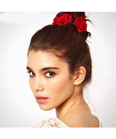 amangul Large Artificial Flower Scrunchies for Women Elastic Hair Scrunchy Bobbles Ponytail Holder Fashion French Style Hairband(Rose Red) - Buy Online on GoSupps.com