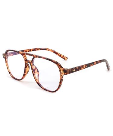 FEISEDY Retro 70s Blue Light Filter Glasses Women Men No Prescription Blue Light Blocking Computer Glasses B2387 Leopard
