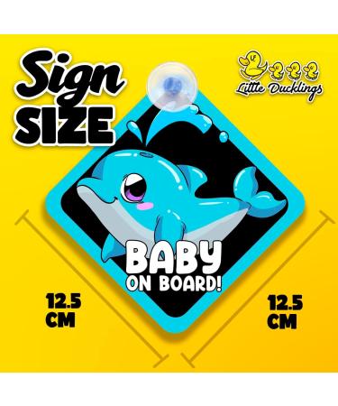 2pcs Baby on Board Car Warning Sticker Set with Dolphin Design and Suction Cups - Buy Online on GoSupps.com