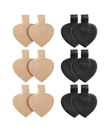 Lurrose plantar fasciitis inserts 6 pairs Heart High heel pads shoe insert heel protection leather fu Support adhesive liner pads for tendonitis rough for relief delivers sorted color