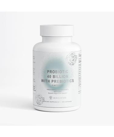 AURA LYYFE Probiotic 40 Billion CFU with Prebiotics MAKTrek Bi-Pass Technology 4 Strain Digestive & Gut Health Support for Men & Women Promotes Balance Immune Function & Regularity Made in USA
