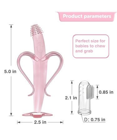 SILIVO Silicone Banana Teether for Babies - Training Finger Toothbrush with Storage Case - Pink - Buy Online on GoSupps.com