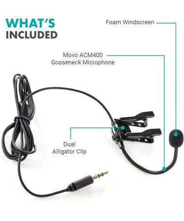 Movo ACM400 Flexible Gooseneck Omnidirectional Microphone for Motovlogging - Clip on Mic for Motorcycle Vloggers - Compatible with GoPro Media Mod - Buy Online on GoSupps.com