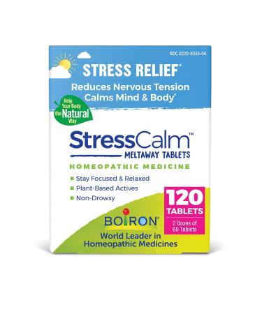 Boiron StressCalm Tablets for Relief of Stress, Anxiousness, Nervousness, Irritability, and Fatigue - 120 Count (2 Pack of 60)