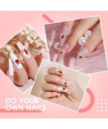 JERCLITY 30-Piece 3D Luxury Gold Nail Charms Red Rhinestones for Nails - Nail Art Decoration Accessories - Buy Online on GoSupps.com