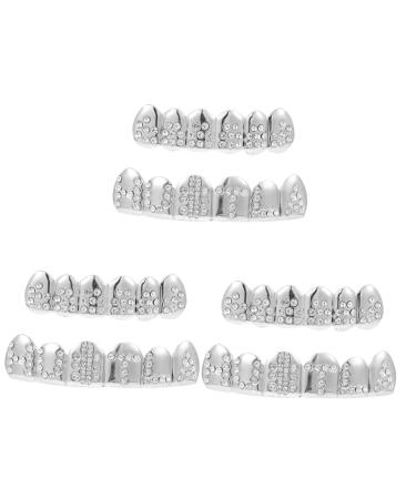 Lurrose 3 sentences toothpaper for braces diamond tooth caps silver teeth cap zombie artificial teeth Strass decor user-defined tear teeth.