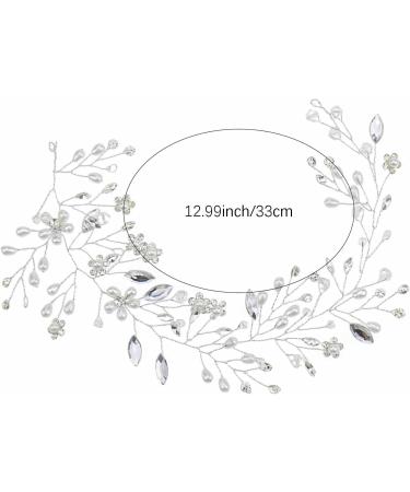 Pearl Wedding Hair Vine Silver Bridal Headband Crystal Wedding Headpiece Bridal Hair Accessories for Women and Girls - Buy Online on GoSupps.com