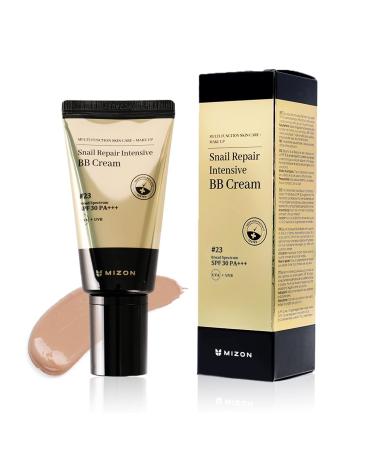 MIZON SNAIL REPAIR INTENSIVE BB CREAM (#23 Sandy Beige) K Beauty - BB Cream with Snail Slime Extract - Anti-Aging Facial Treatment - High Coverage - Brightens & Hydrates