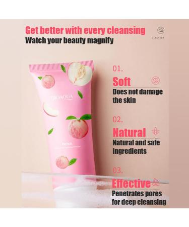 BIOAQUA Peach Cleanser Foam Amino Acid Clarifying Facial Skin Cleansing 100g / 3.53oz - Buy Online on GoSupps.com