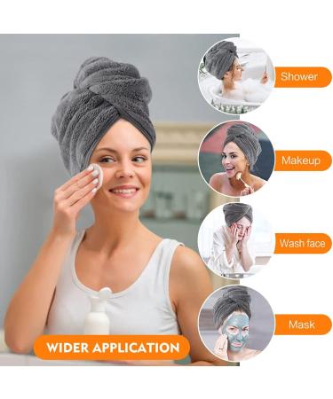 KinHwa Super Absorbent Quick Dry Hair Towel 3 Pack - Large Size, Anti-Frizz for Curly Long Thick Hair - Dark Grey - Buy Online on GoSupps.com