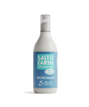 Natural Deodorant Roll On Refill by Salt of the Earth Ocean & Coconut - Vegan Long Lasting Protection Leaping Bunny Approved Made in the UK - 525ml