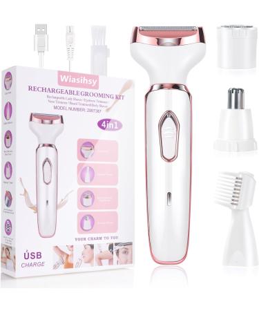 Electric Razor for Women 4 in 1 Portable Electric Shaver for Women Rechargeable Portable Hair Shaver painless Facial Hair Removal Set Wet and Dry Women's Body Hair Trimmer