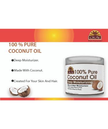 Okay Pure Naturals 100% Pure Coconut Oil - Deep Moisturizing 6 oz (177 ml) - Buy Online on GoSupps.com