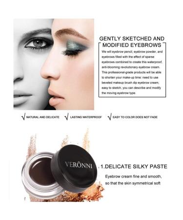 VERONNI Eyebrow Cream Pomade Gel - Long Lasting Waterproof Brow Color Enhancer | Dark Brown - 0.75oz - Buy Online on GoSupps.com