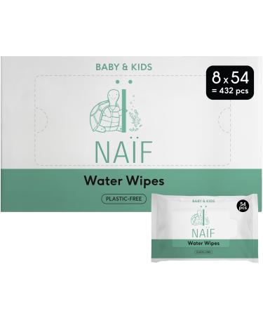 Na f - plastic -free wet wipes - 432 pieces (8er x 54 wet wipes) - for baby and face - 99% from water - 0% perfume and alcohol added - sustainable eucalyptus fibers 54 pieces (8 Pack)