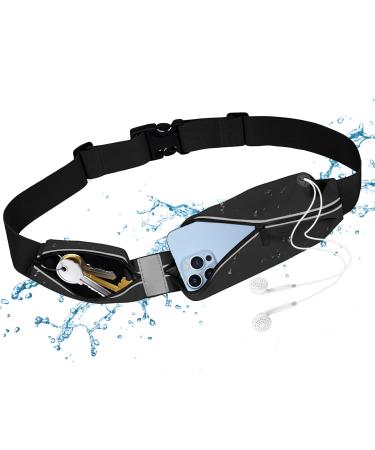Punch for cell phone running bag jogging sports belt running bag waterproof running hip pocket with adjustable rubber band hip pocket belly pocket sports running for women and men (black)