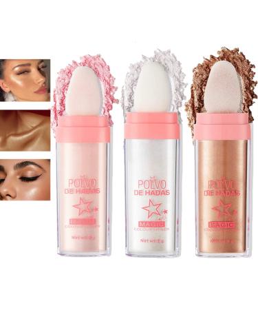 Sitovely Highlighting Face Powder Body Glitter Highlighter Powder Stick Glitter Blush Stick and Face Contour Stick Shiny Highlight Powder Set