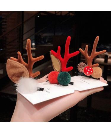 FRCOLOR 4 Pairs Chirstmas Hair Clips Antler Hairpins Deer Horn Barrettes with Ear Decoration Party Headwear for Kids Children - Buy Online on GoSupps.com