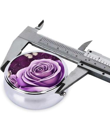 Purple Butterfly Printed Mini Round Pill Box - 3 Compartment Travel Organizer for Medicine Portable Pill Case for Home & Office - Buy Online on GoSupps.com